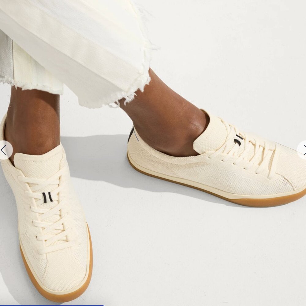 Rothy's Lace Up Low Knit Casual Sneakers Blonde Women's Shoes